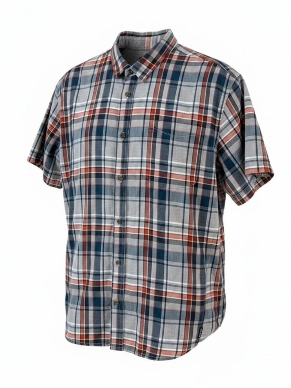 PRANA Blue Red Plaid Breathe Lightweight Button Up Shirt Short Sleeve XXL
